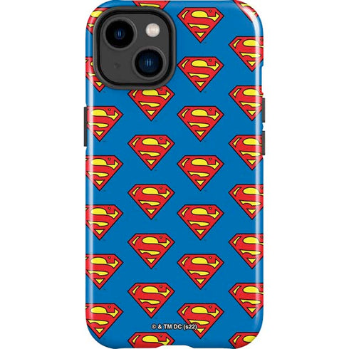 DC Comics Superman Logo Pattern iPhone 14 Plus Impact Case