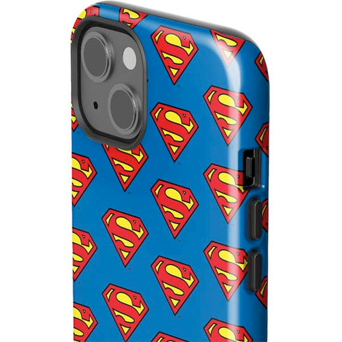 DC Comics Superman Logo Pattern iPhone 14 Plus Impact Case