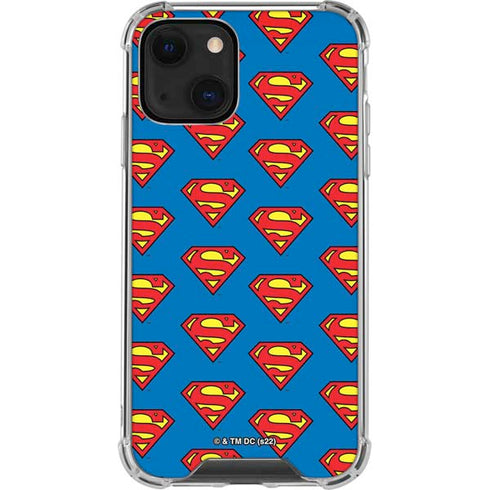 DC Comics Superman Logo Pattern iPhone 14 Plus Clear Case