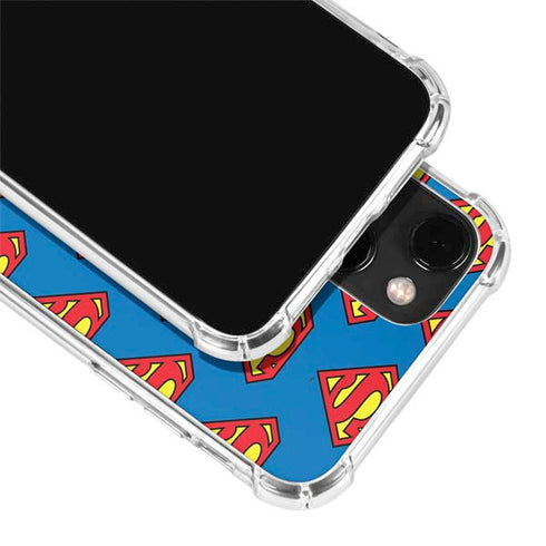 DC Comics Superman Logo Pattern iPhone 14 Plus Clear Case