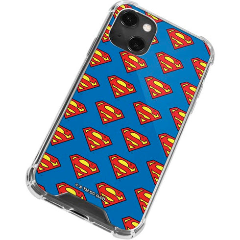 DC Comics Superman Logo Pattern iPhone 14 Plus Clear Case