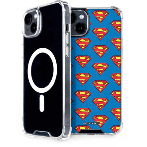 DC Comics Superman Logo Pattern iPhone 15 Plus MagSafe Case