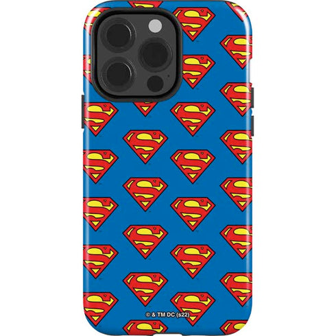 DC Comics Superman Logo Pattern iPhone 15 Pro Impact Case