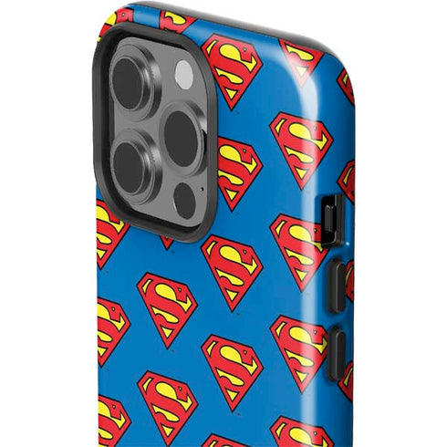 DC Comics Superman Logo Pattern iPhone 14 Pro Impact Case