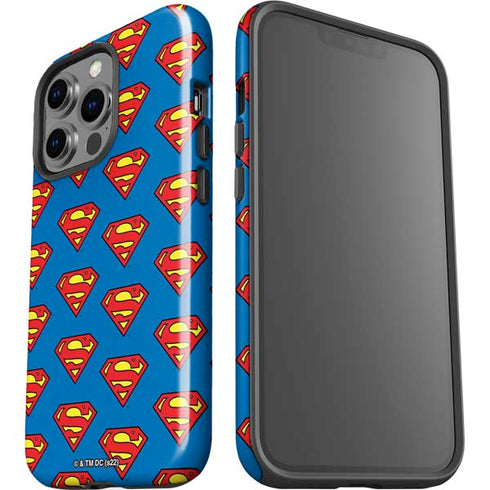 DC Comics Superman Logo Pattern iPhone 14 Pro Impact Case