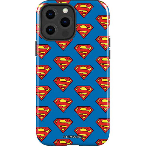 DC Comics Superman Logo Pattern iPhone 14 Pro Max Impact Case
