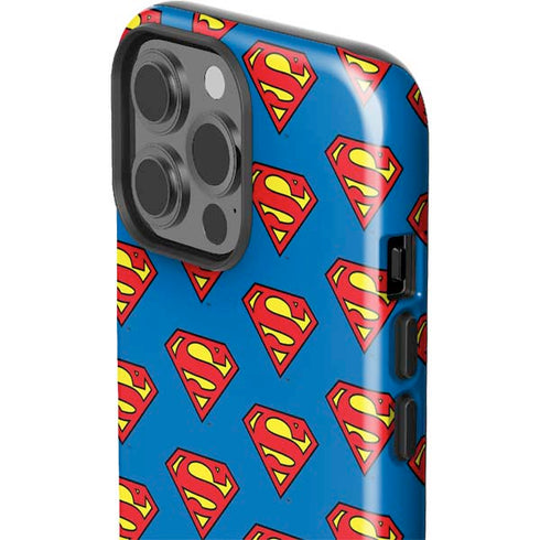 DC Comics Superman Logo Pattern iPhone 14 Pro Max Impact Case