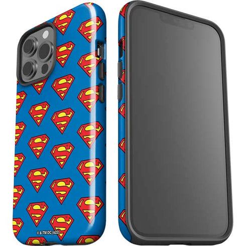 DC Comics Superman Logo Pattern iPhone 15 Pro Max Impact Case