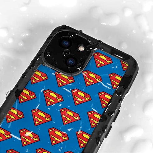 DC Comics Superman Logo Pattern iPhone 15 Plus Waterproof Case