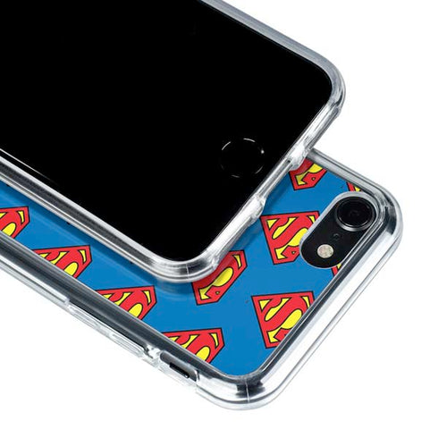 DC Comics Superman Logo Pattern iPhone SE (2nd & 3rd Gen) Clear Case