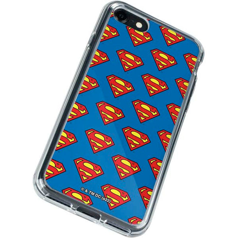 DC Comics Superman Logo Pattern iPhone SE (2nd & 3rd Gen) Clear Case