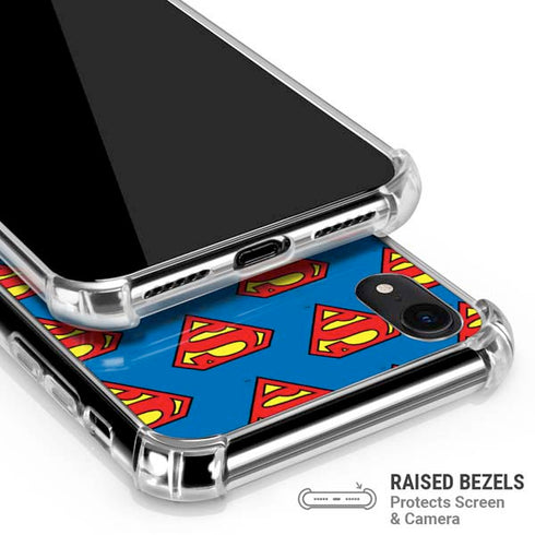 DC Comics Superman Logo Pattern iPhone XR Clear Case