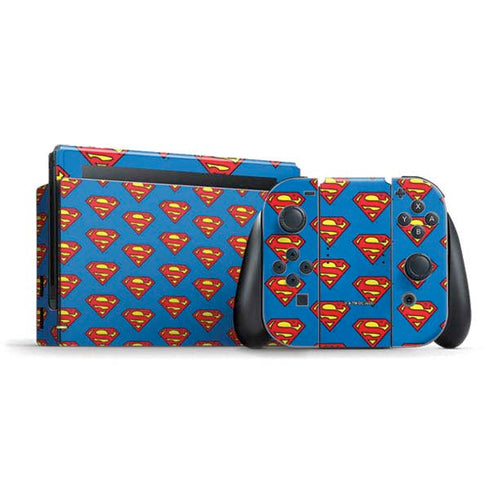 DC Comics Superman Logo Pattern Nintendo Switch Bundle Skin