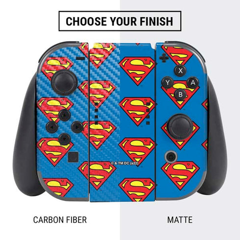 DC Comics Superman Logo Pattern Nintendo Switch Bundle Skin