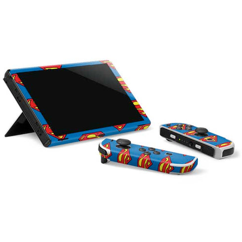 DC Comics Superman Logo Pattern Nintendo Switch OLED (2021) Skin