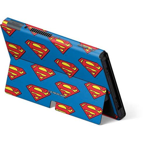 DC Comics Superman Logo Pattern Nintendo Switch OLED (2021) Skin