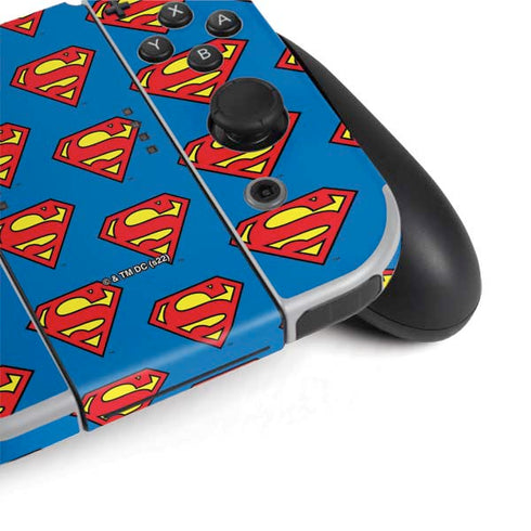 DC Comics Superman Logo Pattern Nintendo Switch OLED (2021) Skin