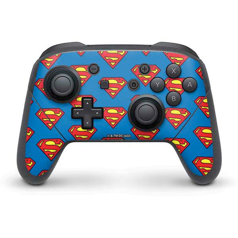 DC Comics Superman Logo Pattern Nintendo Switch Pro Controller Skin