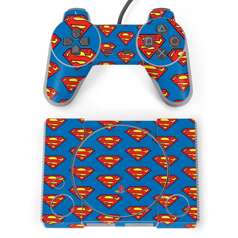 DC Comics Superman Logo Pattern PlayStation Classic Bundle Skin
