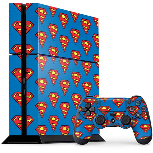 DC Comics Superman Logo Pattern PS4 Console and Controller Bundle Skin