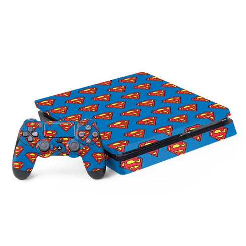 DC Comics Superman Logo Pattern PS4 Slim Bundle Skin