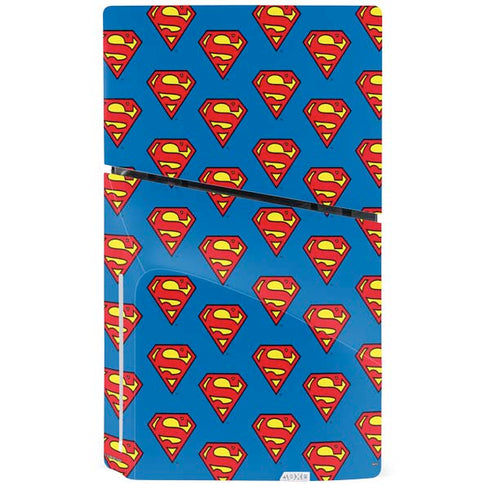 DC Comics Superman Logo Pattern PS5 Slim Disk Console Skin