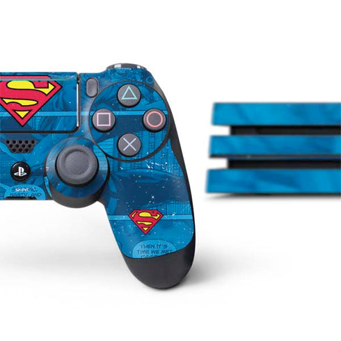 DC Comics Superman Logo Background Pattern PS4 Pro Bundle Skin