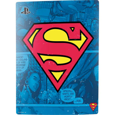 DC Comics Superman Logo Background Pattern PS5 Console Skin