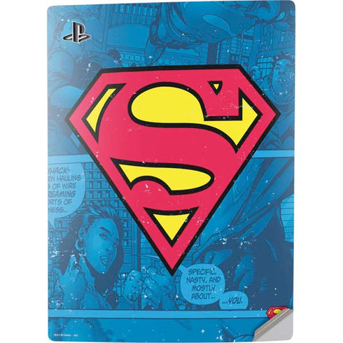 DC Comics Superman Logo Background Pattern PS5 Digital Edition Console Skin