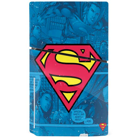 DC Comics Superman Logo Background Pattern PS5 Slim Disk Bundle Skin