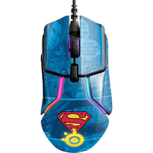 DC Comics Superman Logo Background Pattern SteelSeries Rival 600 Gaming Mouse Skin