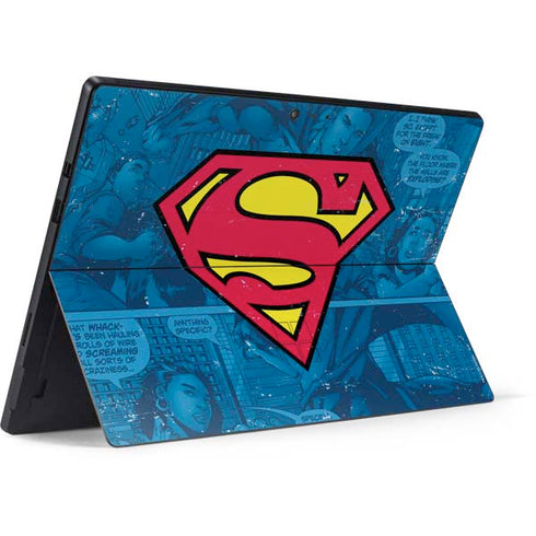 DC Comics Superman Logo Background Pattern Surface Pro 6 Skin