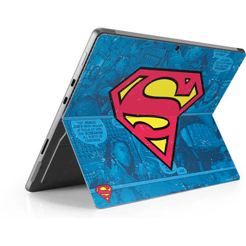 DC Comics Superman Logo Background Pattern Surface Pro 8 Skin