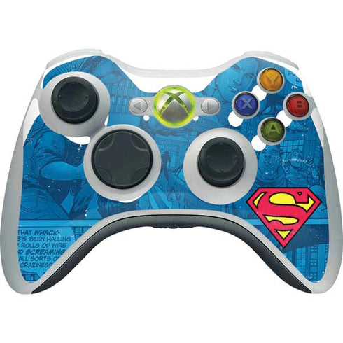DC Comics Superman Logo Background Pattern Xbox 360 Wireless Controller Skin