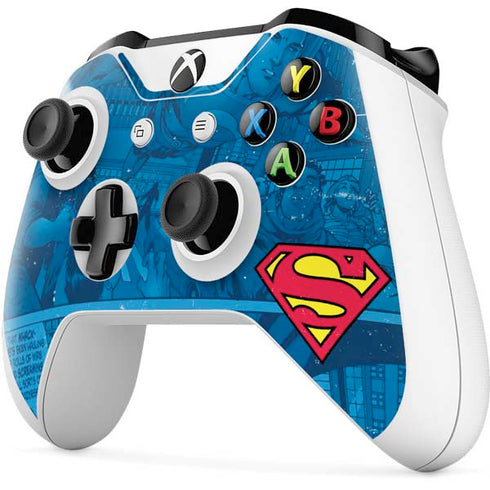 DC Comics Superman Logo Background Pattern Xbox One S All-Digital Edition Bundle Skin