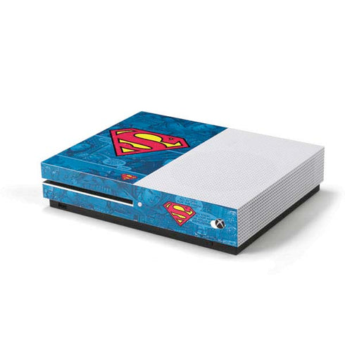 DC Comics Superman Logo Background Pattern Xbox One S Console Skin