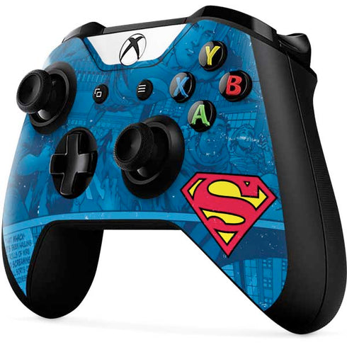 DC Comics Superman Logo Background Pattern Xbox One X Controller Skin