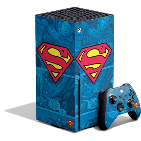 DC Comics Superman Logo Background Pattern Xbox Series X Bundle Skin