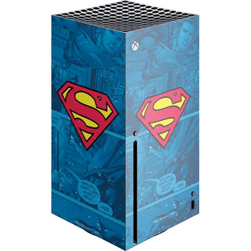 DC Comics Superman Logo Background Pattern Xbox Series X Console Skin