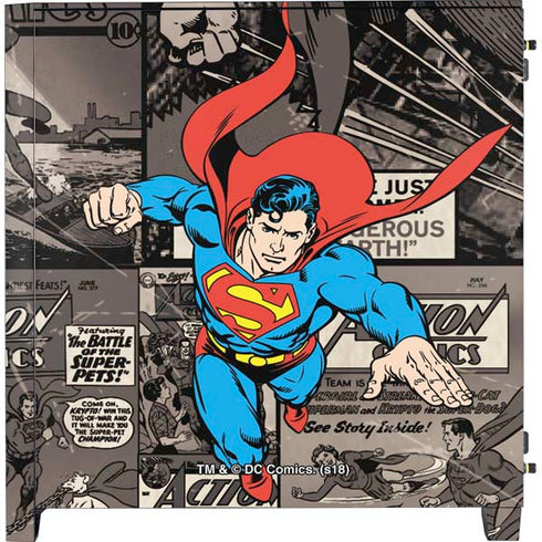 DC Comics Superman Vintage Action pose pattern Corsair 4000D Tempered Glass Mid-Tower ATX Case Skin