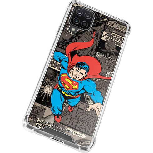 DC Comics Superman Vintage Action pose pattern Galaxy A12 Clear Case