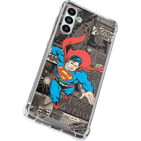 DC Comics Superman Vintage Action pose pattern Galaxy A13 5G Clear Case