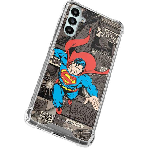 DC Comics Superman Vintage Action pose pattern Galaxy A14 5G Clear Case