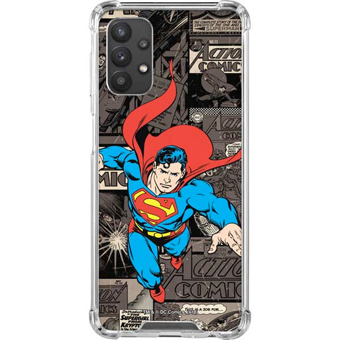 DC Comics Superman Vintage Action pose pattern Galaxy A32 5G Clear Case