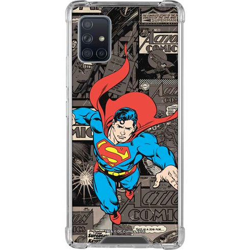 DC Comics Superman Vintage Action pose pattern Galaxy A51 5G Clear Case
