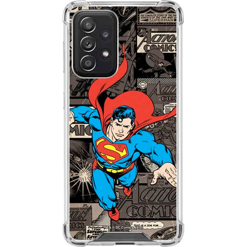 DC Comics Superman Vintage Action pose pattern Galaxy A52 5G Clear Case