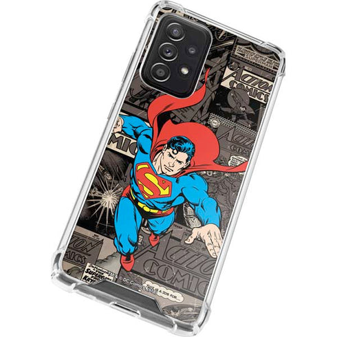 DC Comics Superman Vintage Action pose pattern Galaxy A52 5G Clear Case