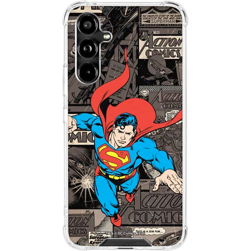 DC Comics Superman Vintage Action pose pattern Galaxy A54 5G Clear Case