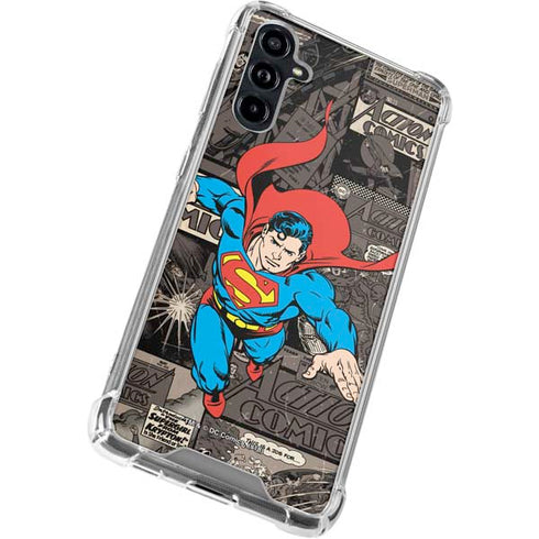 DC Comics Superman Vintage Action pose pattern Galaxy A54 5G Clear Case