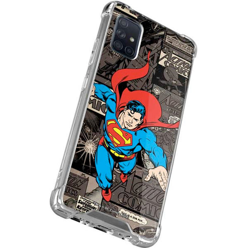 DC Comics Superman Vintage Action pose pattern Galaxy A71 5G Clear Case